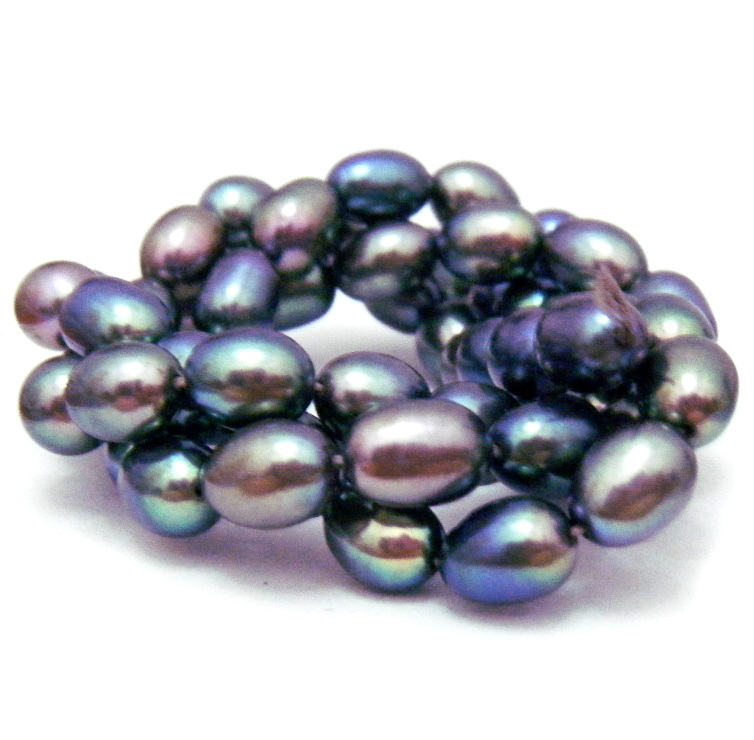 Black Multicoloured 5.5-6mm AAA Elliptical Pearls